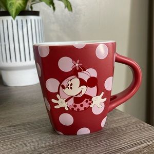 Disney Parks Minnie Authentic Original Coffee Mug Red White Pink Retro Polka Dot